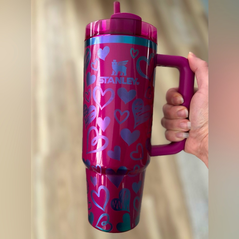 30oz Custom Engraved Etched Genuine Stanley with Engraved Hearts Ready to Ship